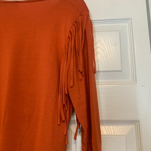 Western Look Southern Lady Size Small Burnt Orange Shirt with shoulder tassels - Picture 10 of 10